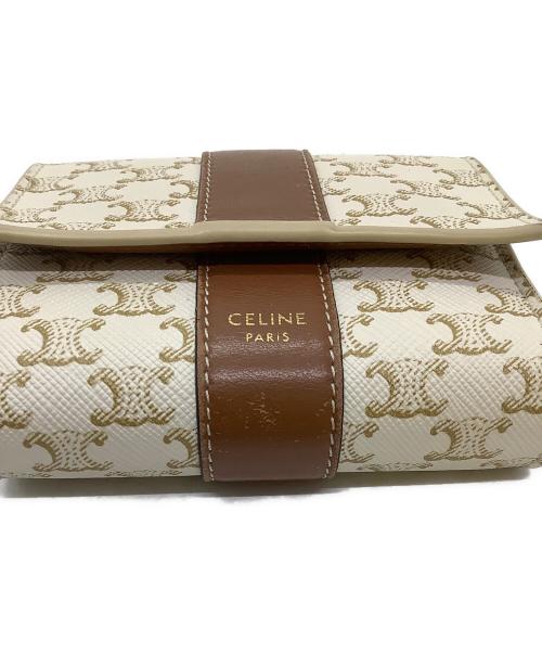 CELINE（セリーヌ）CELINE (セリーヌ) 3つ折り財布 ブラウン×ホワイトの古着・服飾アイテム
