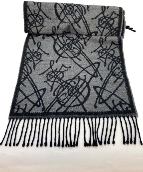 Vivienne Westwood（ヴィヴィアンウエストウッド）Vivienne Westwood (ヴィヴィアンウエストウッド) マフラー ブラック×グレーの古着・服飾アイテム
