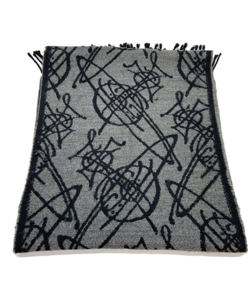 Vivienne Westwood（ヴィヴィアンウエストウッド）Vivienne Westwood (ヴィヴィアンウエストウッド) マフラー ブラック×グレーの古着・服飾アイテム