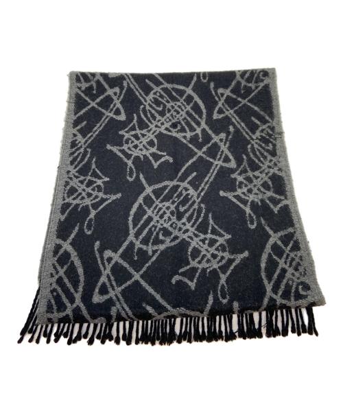 Vivienne Westwood（ヴィヴィアンウエストウッド）Vivienne Westwood (ヴィヴィアンウエストウッド) マフラー ブラック×グレーの古着・服飾アイテム