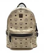 MCMエムシーエム）の古着「ロゴレザーリュック」｜ホワイト