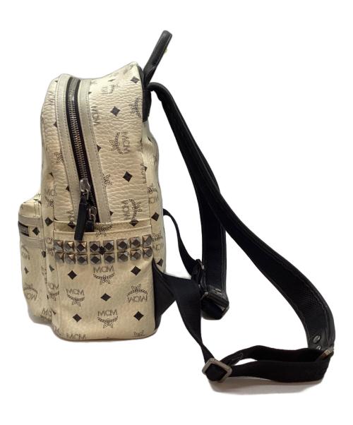 MCM（エムシーエム）MCM (エムシーエム) ロゴレザーリュック ホワイトの古着・服飾アイテム