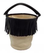 AYAKOアヤコ）の古着「フリンジバケットバッグ」｜ブラック×ベージュ