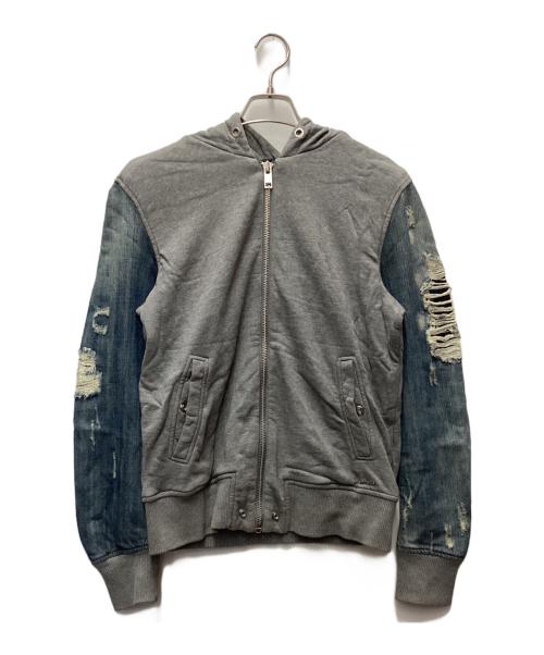 DIESEL（ディーゼル）DIESEL (ディーゼル) ジップパーカー グレー×インディゴ サイズ:Mの古着・服飾アイテム