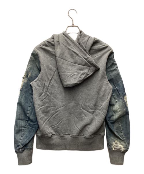 DIESEL（ディーゼル）DIESEL (ディーゼル) ジップパーカー グレー×インディゴ サイズ:Mの古着・服飾アイテム