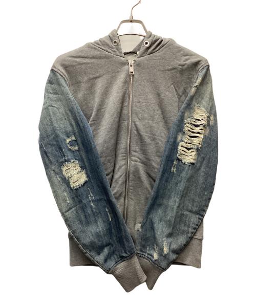 DIESEL（ディーゼル）DIESEL (ディーゼル) ジップパーカー グレー×インディゴ サイズ:Mの古着・服飾アイテム