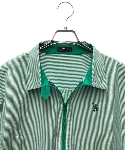 Topys（トピーズ）Topys (トピーズ) ジップシャツ ホワイト×グリーン サイズ:Freeの古着・服飾アイテム