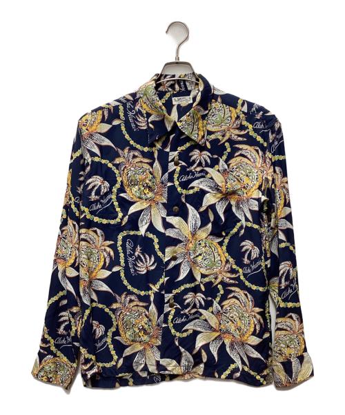 Sun Surf（サンサーフ）Sun Surf (サンサーフ) 長袖アロハシャツ ネイビー×イエロー サイズ:Freeの古着・服飾アイテム