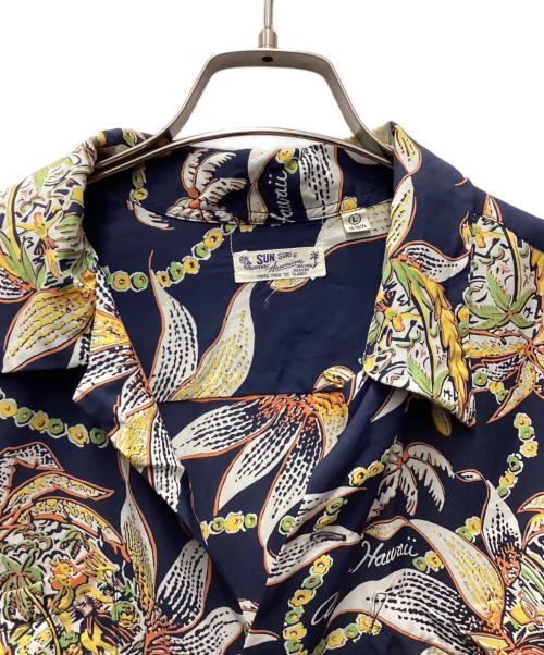 Sun Surf（サンサーフ）Sun Surf (サンサーフ) 長袖アロハシャツ ネイビー×イエロー サイズ:Freeの古着・服飾アイテム