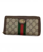 GUCCIグッチ）の古着「ラウンドジップウォレット」｜ベージュ×ブラウン