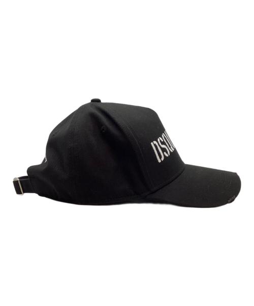 DSQUARED2（ディースクエアード）DSQUARED2 (ディースクエアード) ダメージキャップ ブラックの古着・服飾アイテム