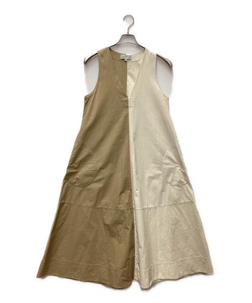 LEE MATHEWS（リー マシュー）LEE MATHEWS (リー マシュー) ノースリーブワンピース ホワイト×ベージュ サイズ:1の古着・服飾アイテム