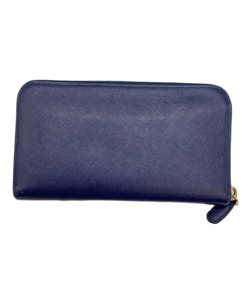 PRADA（プラダ）PRADA (プラダ) ラウンドファスナー長財布 ブルーの古着・服飾アイテム