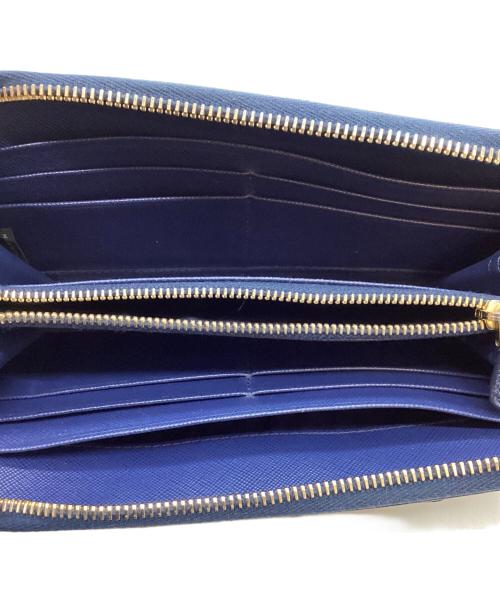 PRADA（プラダ）PRADA (プラダ) ラウンドファスナー長財布 ブルーの古着・服飾アイテム