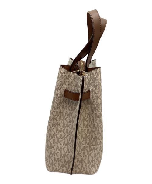 MICHAEL KORS（マイケル・コース）MICHAEL KORS (マイケルコース) ハンドバッグ ホワイト×ブラウンの古着・服飾アイテム