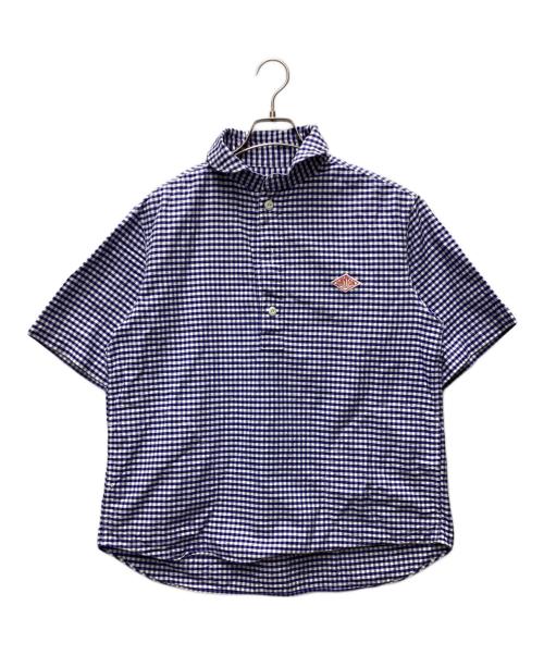 DANTON（ダントン）DANTON (ダントン) 半袖プルオーバーシャツ ホワイト×ブルー サイズ:40の古着・服飾アイテム