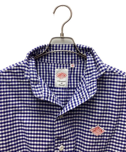 DANTON（ダントン）DANTON (ダントン) 半袖プルオーバーシャツ ホワイト×ブルー サイズ:40の古着・服飾アイテム