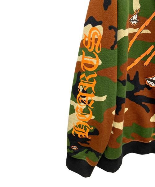 CHROME HEARTS（クロムハーツ）CHROME HEARTS (クロムハーツ) MATTY BOY (マッティーボーイ) プルオーバーパーカー/22SS PPO CAUTION HD PLVR ブラウン×グリーン×オレンジ サイズ:XXLの古着・服飾アイテム