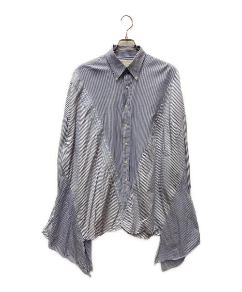 77circa（ナナナナサーカ）77circa (ナナナナサーカ) リメイクシャツ ブルー×ホワイト サイズ:Fの古着・服飾アイテム