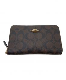 COACH（コーチ）の古着「ラウンドファスナー財布」｜ブラウン×ブラック