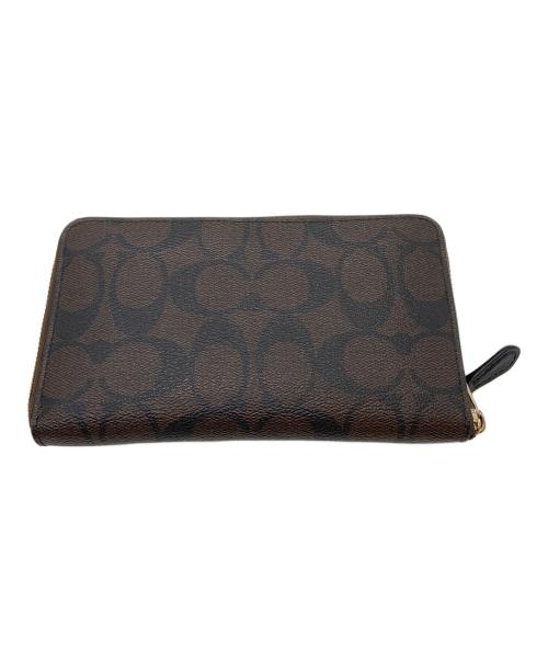 COACH（コーチ）COACH (コーチ) ラウンドファスナー財布 ブラウン×ブラックの古着・服飾アイテム
