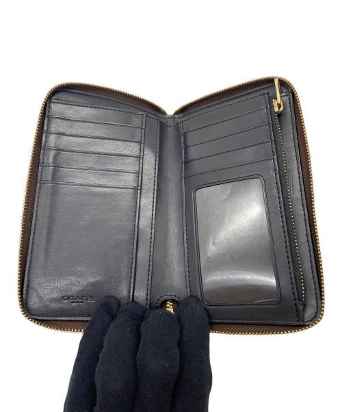 COACH（コーチ）COACH (コーチ) ラウンドファスナー財布 ブラウン×ブラックの古着・服飾アイテム