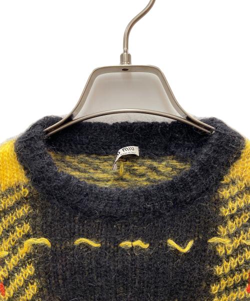 MIU MIU（ミュウミュウ）MIU MIU (ミュウミュウ) 厚手ニット ブラック×イエロー サイズ:36の古着・服飾アイテム