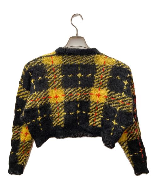 MIU MIU（ミュウミュウ）MIU MIU (ミュウミュウ) 厚手ニット ブラック×イエロー サイズ:36の古着・服飾アイテム