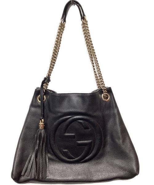 GUCCI（グッチ）GUCCI (グッチ) チェーントートバッグ ブラックの古着・服飾アイテム