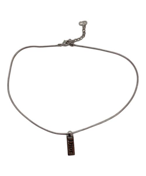 Christian Dior（クリスチャン ディオール）Christian Dior (クリスチャン ディオール) ロゴプレートネックレス シルバーの古着・服飾アイテム