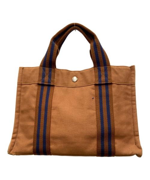 HERMES（エルメス）HERMES (エルメス) ハンドバッグ ブラウン×ネイビーの古着・服飾アイテム