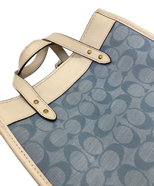 COACH（コーチ）COACH (コーチ) 2WAYバッグ ライトブルー×ホワイトの古着・服飾アイテム