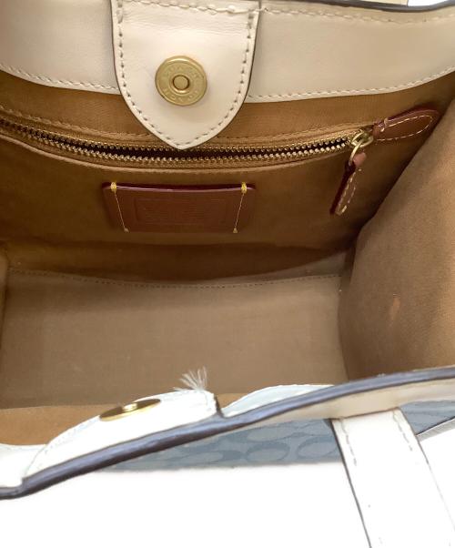 COACH（コーチ）COACH (コーチ) 2WAYバッグ ライトブルー×ホワイトの古着・服飾アイテム