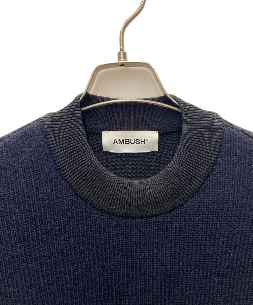 AMBUSH（アンブッシュ）AMBUSH (アンブッシュ) ニット/OVERLAP CREWNECK KNIT ブラック×ホワイト サイズ:Lの古着・服飾アイテム