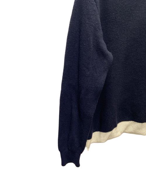 AMBUSH（アンブッシュ）AMBUSH (アンブッシュ) ニット/OVERLAP CREWNECK KNIT ブラック×ホワイト サイズ:Lの古着・服飾アイテム