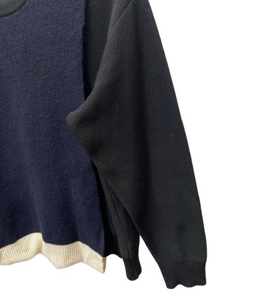 AMBUSH（アンブッシュ）AMBUSH (アンブッシュ) ニット/OVERLAP CREWNECK KNIT ブラック×ホワイト サイズ:Lの古着・服飾アイテム