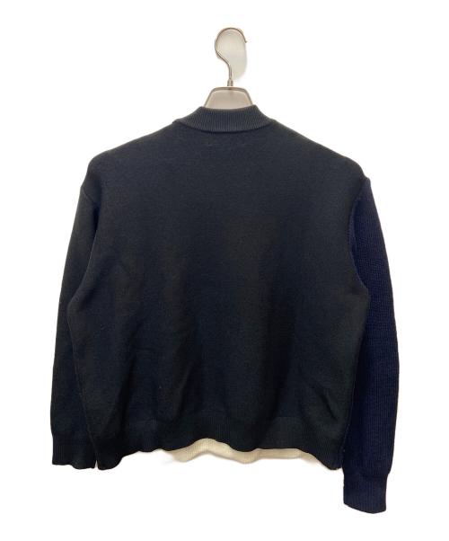 AMBUSH（アンブッシュ）AMBUSH (アンブッシュ) ニット/OVERLAP CREWNECK KNIT ブラック×ホワイト サイズ:Lの古着・服飾アイテム