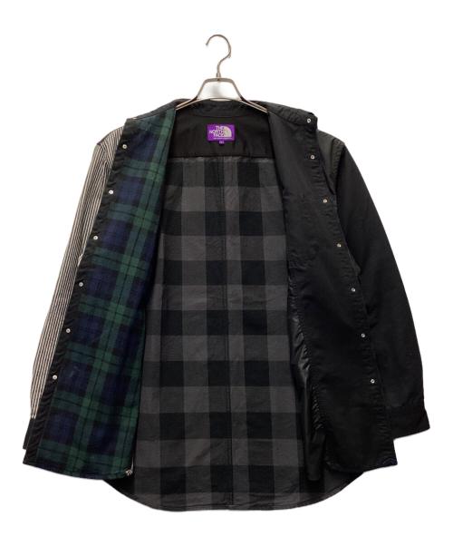 THE NORTHFACE PURPLELABEL（ザ・ノースフェイス パープルレーベル）THE NORTHFACE PURPLELABEL (ザ・ノースフェイス パープルレーベル) 長袖シャツ/Plaid Patchwork Shirt ブラック×ホワイト×ネイビー×グリーン サイズ:Lの古着・服飾アイテム