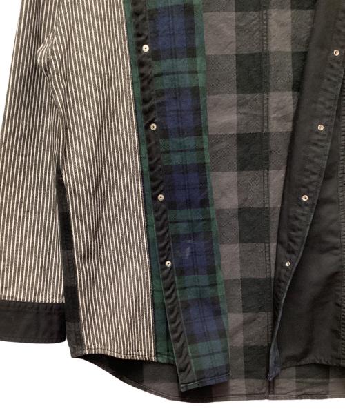 THE NORTHFACE PURPLELABEL（ザ・ノースフェイス パープルレーベル）THE NORTHFACE PURPLELABEL (ザ・ノースフェイス パープルレーベル) 長袖シャツ/Plaid Patchwork Shirt ブラック×ホワイト×ネイビー×グリーン サイズ:Lの古着・服飾アイテム