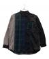 THE NORTHFACE PURPLELABEL（ザ・ノースフェイス パープルレーベル）の古着「長袖シャツ/Plaid Patchwork Shirt」｜ブラック×ホワイト×ネイビー×グリーン