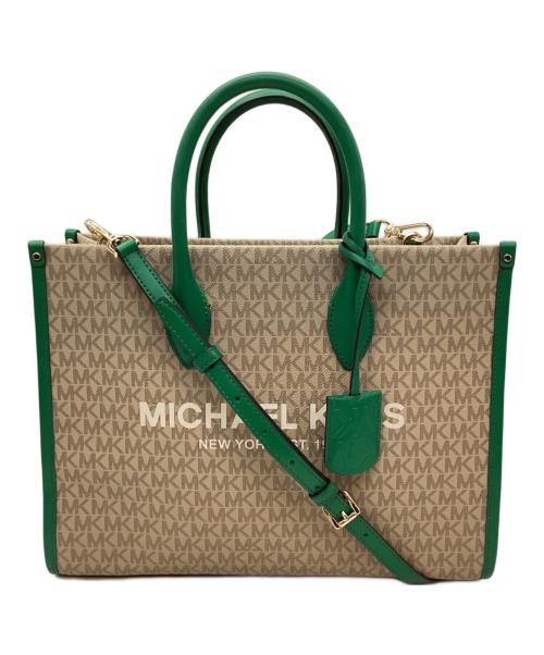 MICHAEL KORS（マイケル・コース）MICHAEL KORS (マイケル・コース) 2WAYショルダーバッグ ベージュ×グリーンの古着・服飾アイテム