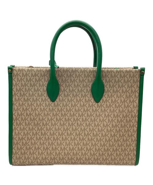 MICHAEL KORS（マイケル・コース）MICHAEL KORS (マイケル・コース) 2WAYショルダーバッグ ベージュ×グリーンの古着・服飾アイテム