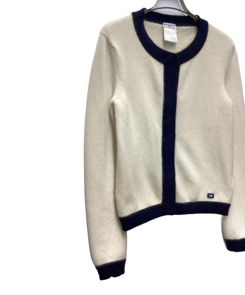 CHANEL（シャネル）CHANEL (シャネル) 厚手カーディガン ネイビー×ホワイト サイズ:38の古着・服飾アイテム