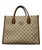 GUCCIグッチ）の古着「2WAYバッグ/GGスプリーム/インターロッキングG」｜ベージュ×ブラウン