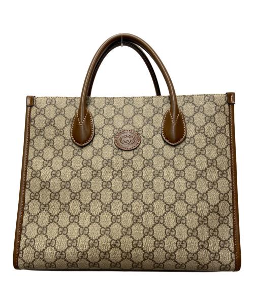GUCCI（グッチ）GUCCI (グッチ) 2WAYバッグ/GGスプリーム/インターロッキングG ベージュ×ブラウンの古着・服飾アイテム