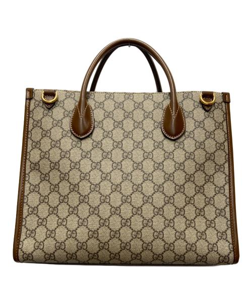 GUCCI（グッチ）GUCCI (グッチ) 2WAYバッグ/GGスプリーム/インターロッキングG ベージュ×ブラウンの古着・服飾アイテム