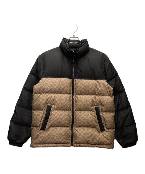 COACH（コーチ）COACH (コーチ) ダウンジャケット ベージュ×ブラック サイズ:Mの古着・服飾アイテム