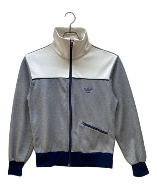 adidas（アディダス）adidas (アディダス) トラックジャケット/80s  グレー×ホワイト×ネイビー×パープル サイズ:Sの古着・服飾アイテム
