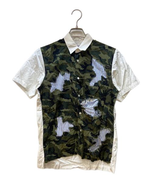 COMME des GARCONS SHIRT（コムデギャルソンシャツ）COMME des GARCONS SHIRT (コムデギャルソンシャツ) 半袖シャツ/カモフラージュ柄 グリーン×ホワイト サイズ:XSの古着・服飾アイテム