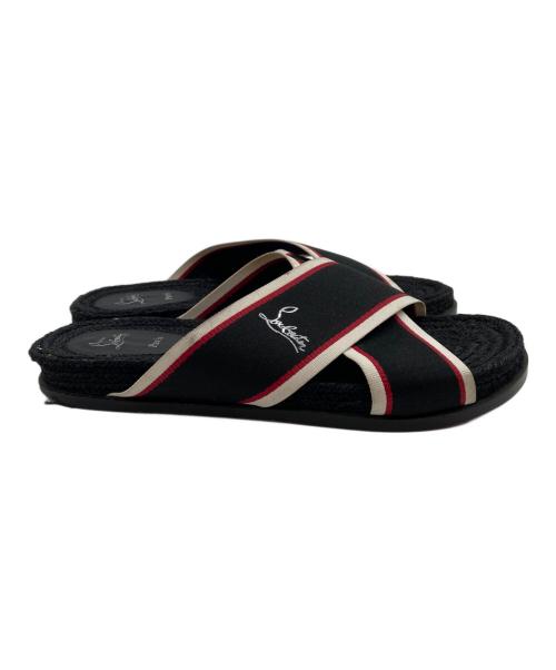 Christian Louboutin（クリスチャン・ルブタン）Christian Louboutin (クリスチャン・ルブタン) サンダル/ホットクロスフラット ブラック×レッド サイズ:25.5cmの古着・服飾アイテム
